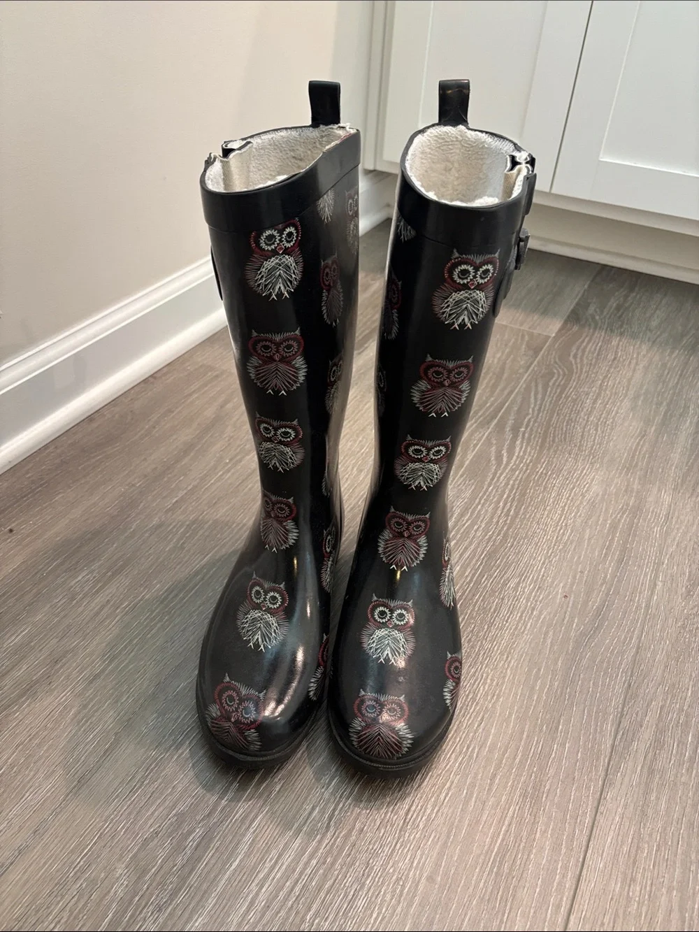Capelli of New York Black Owl Print Women’s Rain Boots